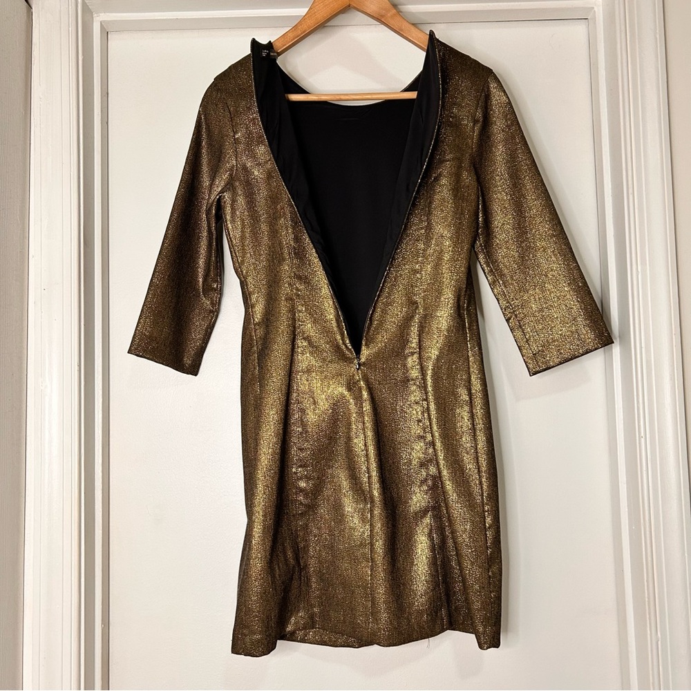 Zara Trafaluc Collection Metallic Gold Dress - Size Medium - Picture 4 of 11